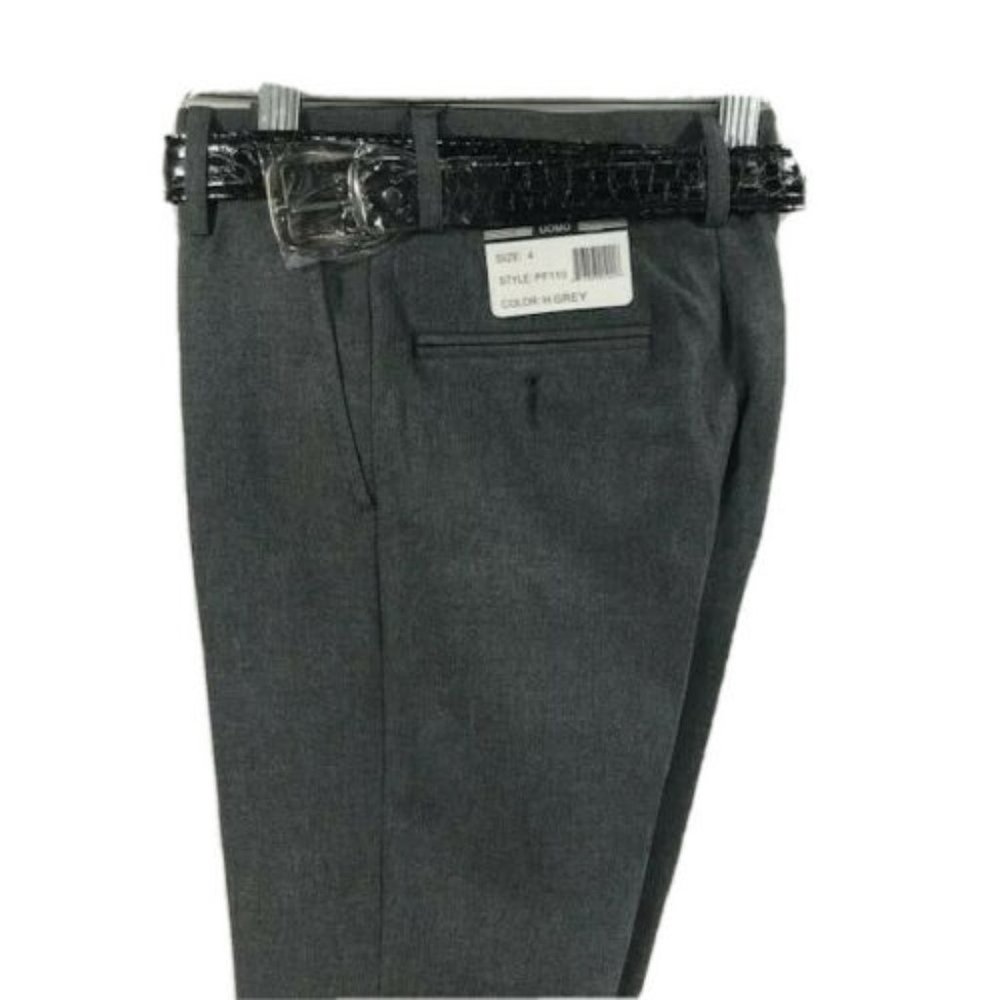 Bocaccio Uomo Boy's Gray Dress Pants with Belt Flat Front Hemmed Sizes 5 - 18